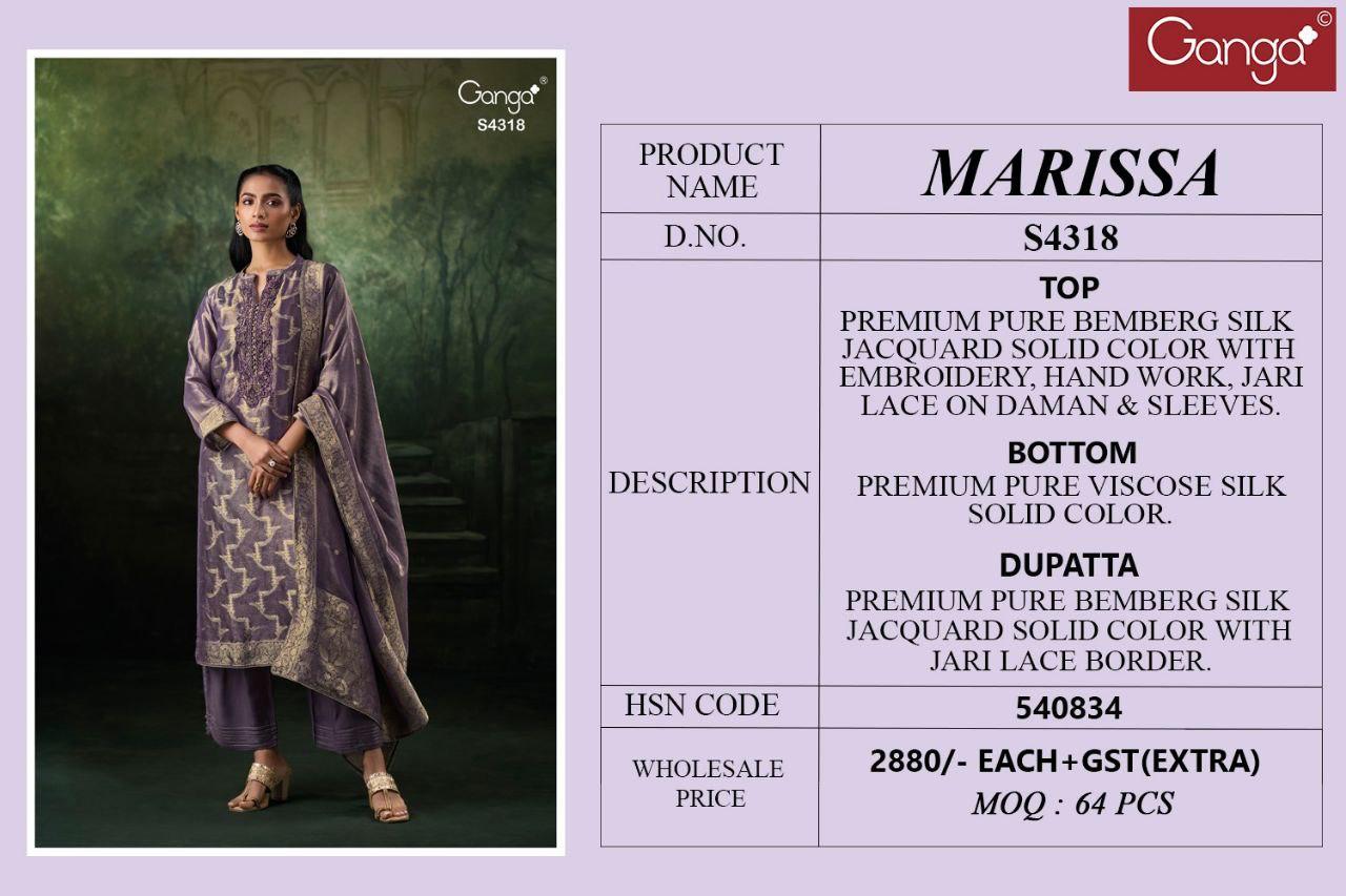 Marissa S4318 Ganga Bemberg Silk Unstitched Suits