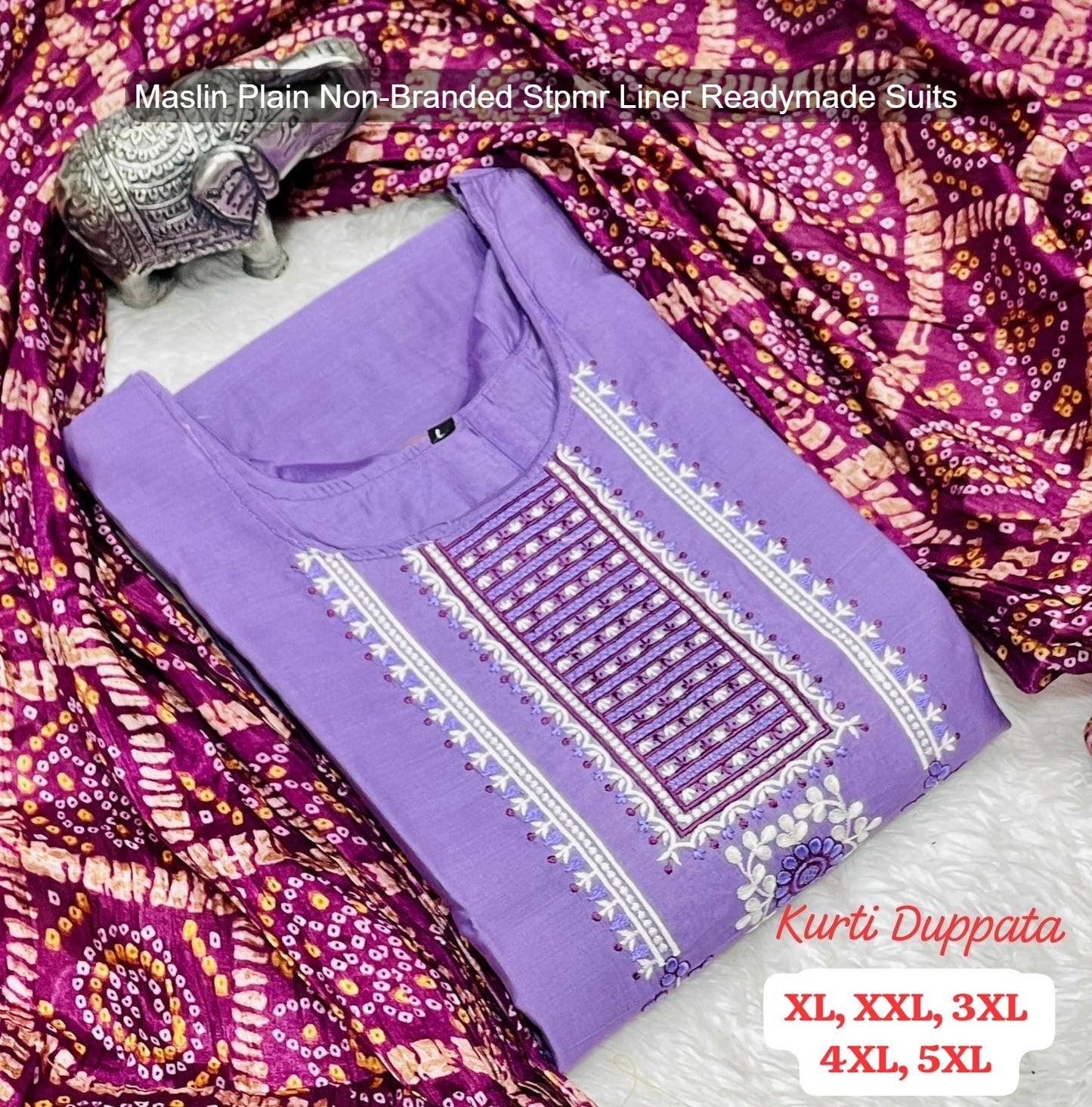 Maslin Plain Non-Branded Stpmr Liner Readymade Suits