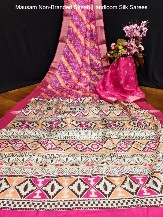 Mausam Non-Branded Stmah Handloom Silk Sarees