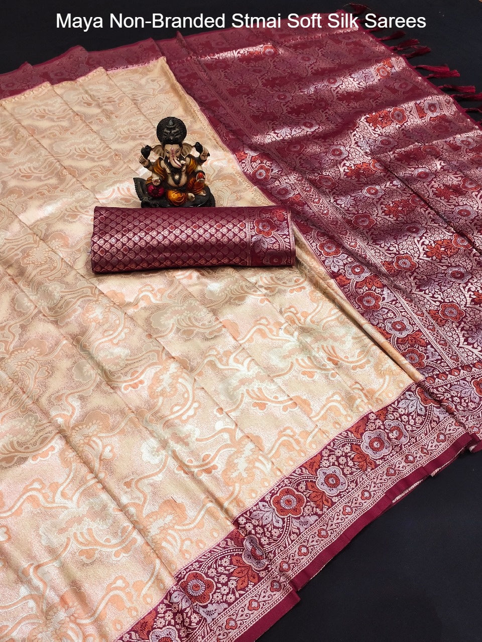 Maya Non-Branded Stmai Soft Silk Sarees