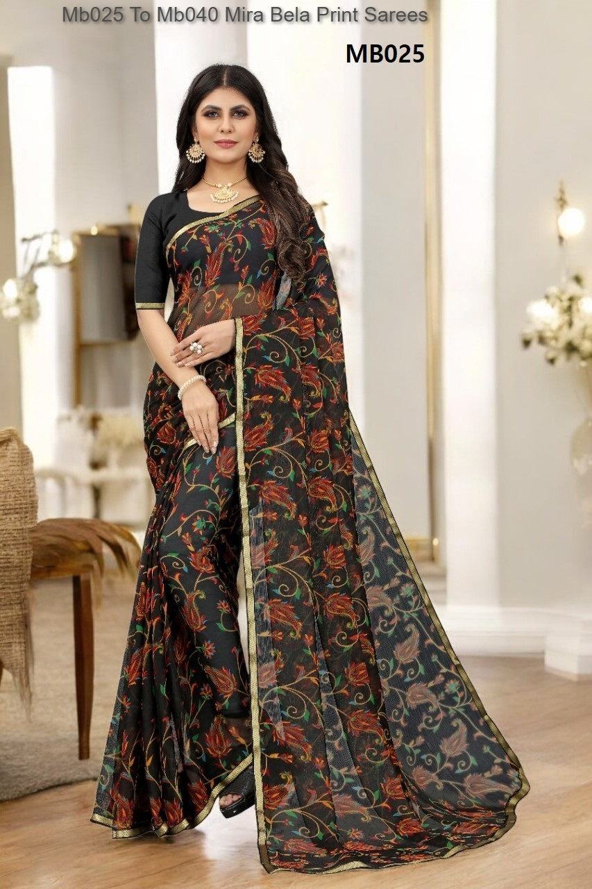 Mb025 To Mb040 Mira Bela Print Sarees