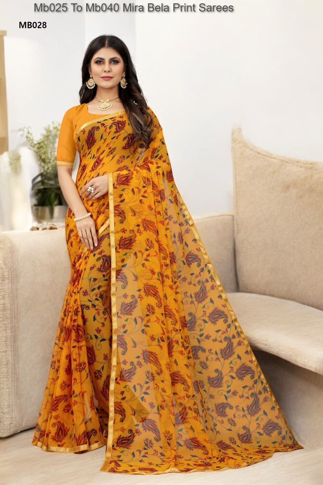 Mb025 To Mb040 Mira Bela Print Sarees