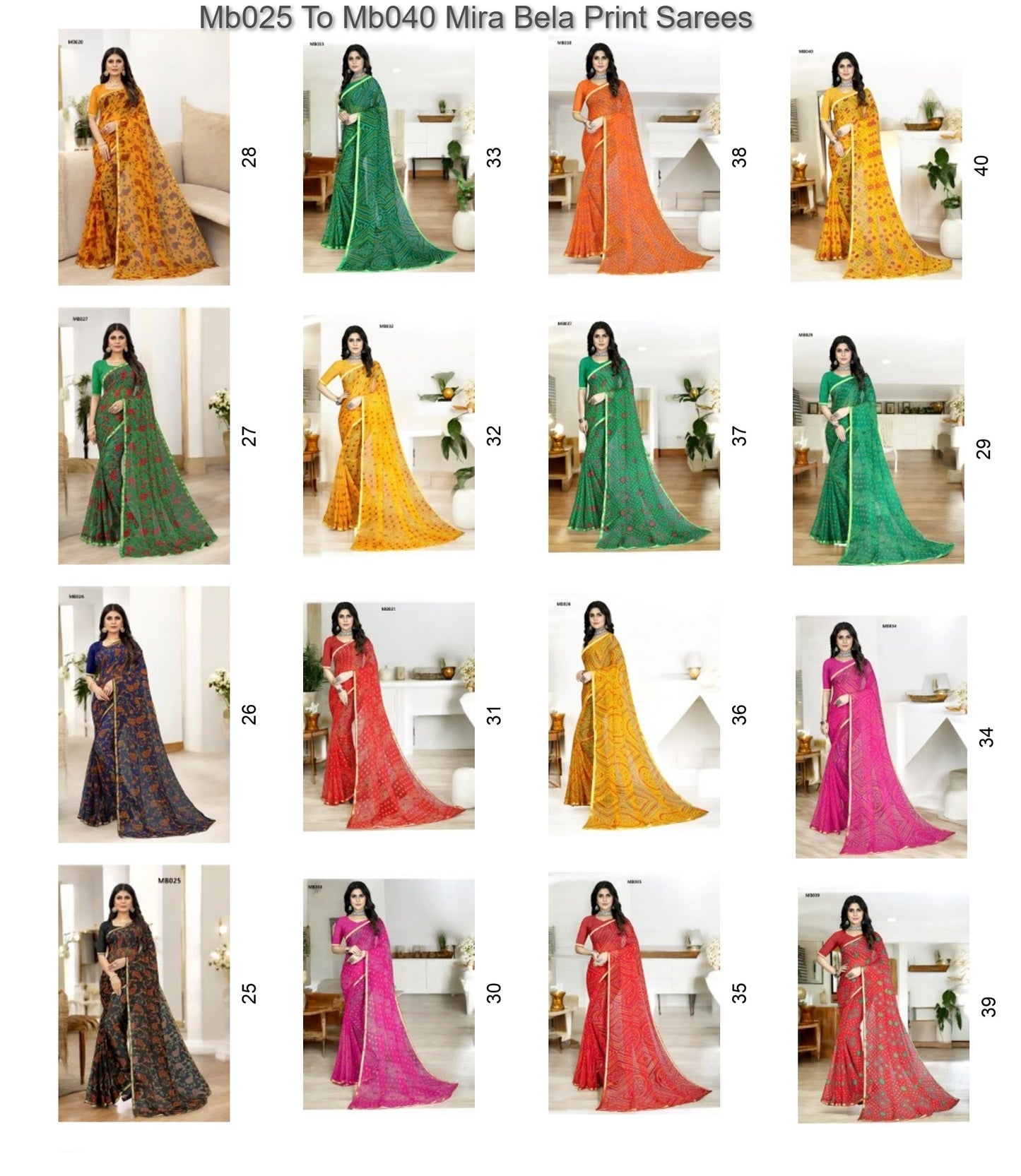 Mb025 To Mb040 Mira Bela Print Sarees