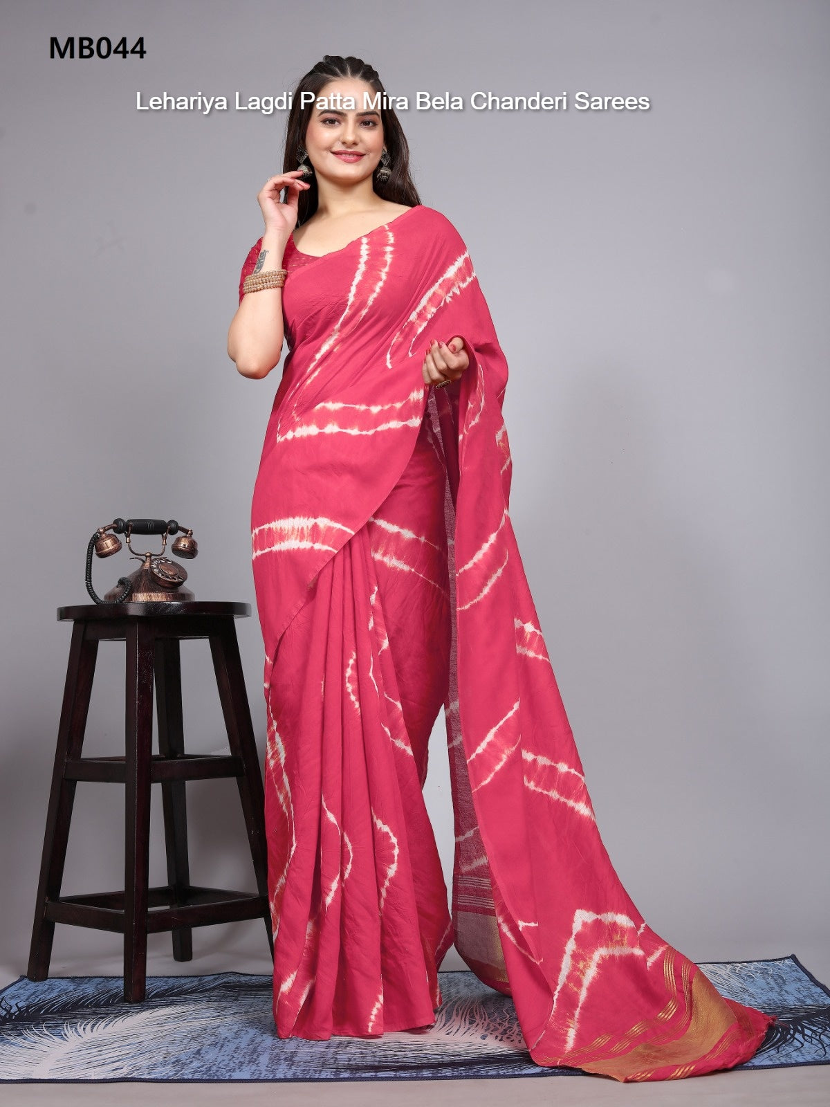 Mb044 Lehariya Lagdi Patta Mira Bela Chanderi Sarees
