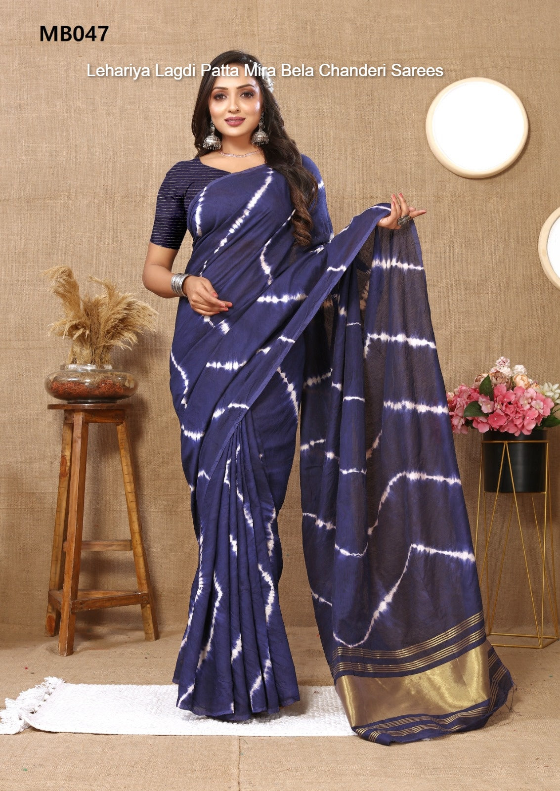 Mb047Lehariya Lagdi Patta Mira Bela Chanderi Sarees