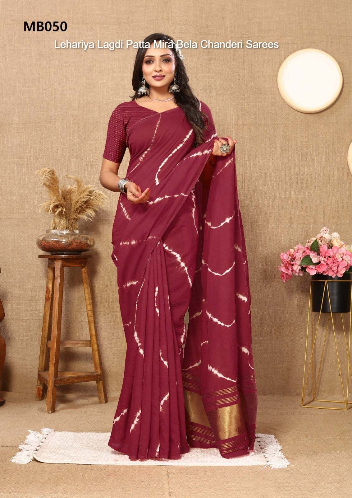 Mb050 Lehariya Lagdi Patta Mira Bela Chanderi Sarees