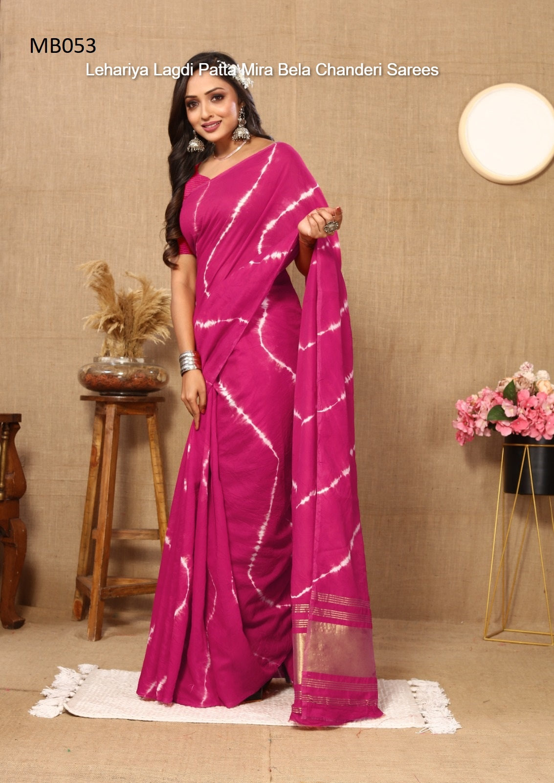 Mb053 Lehariya Lagdi Patta Mira Bela Chanderi Sarees