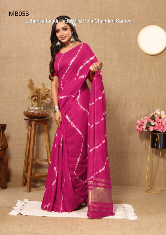 Mb053 Lehariya Lagdi Patta Mira Bela Chanderi Sarees