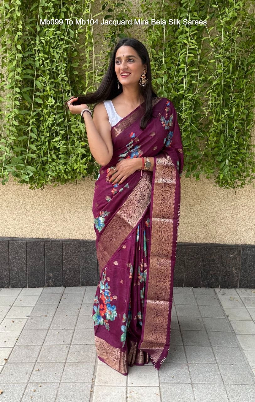 Mb099 To Mb104 Jacquard Mira Bela Silk Sarees