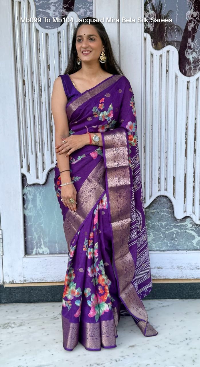 Mb099 To Mb104 Jacquard Mira Bela Silk Sarees