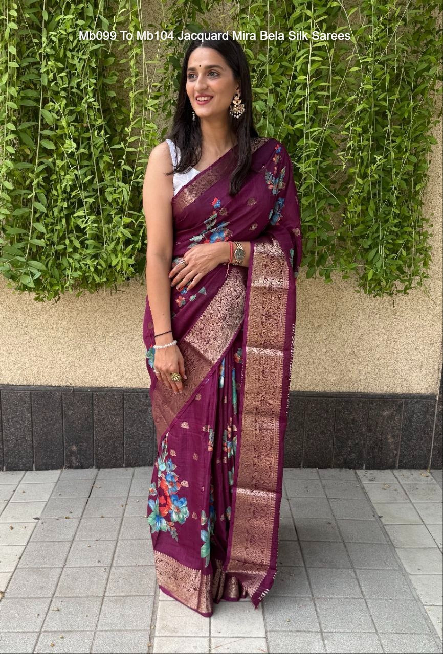 Mb099 To Mb104 Jacquard Mira Bela Silk Sarees