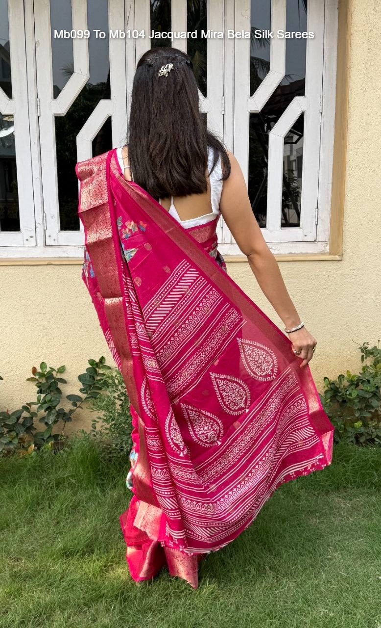 Mb099 To Mb104 Jacquard Mira Bela Silk Sarees