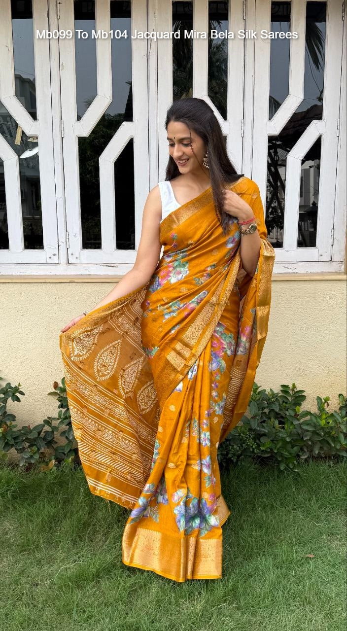Mb099 To Mb104 Jacquard Mira Bela Silk Sarees