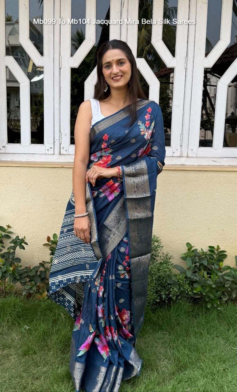 Mb099 To Mb104 Jacquard Mira Bela Silk Sarees