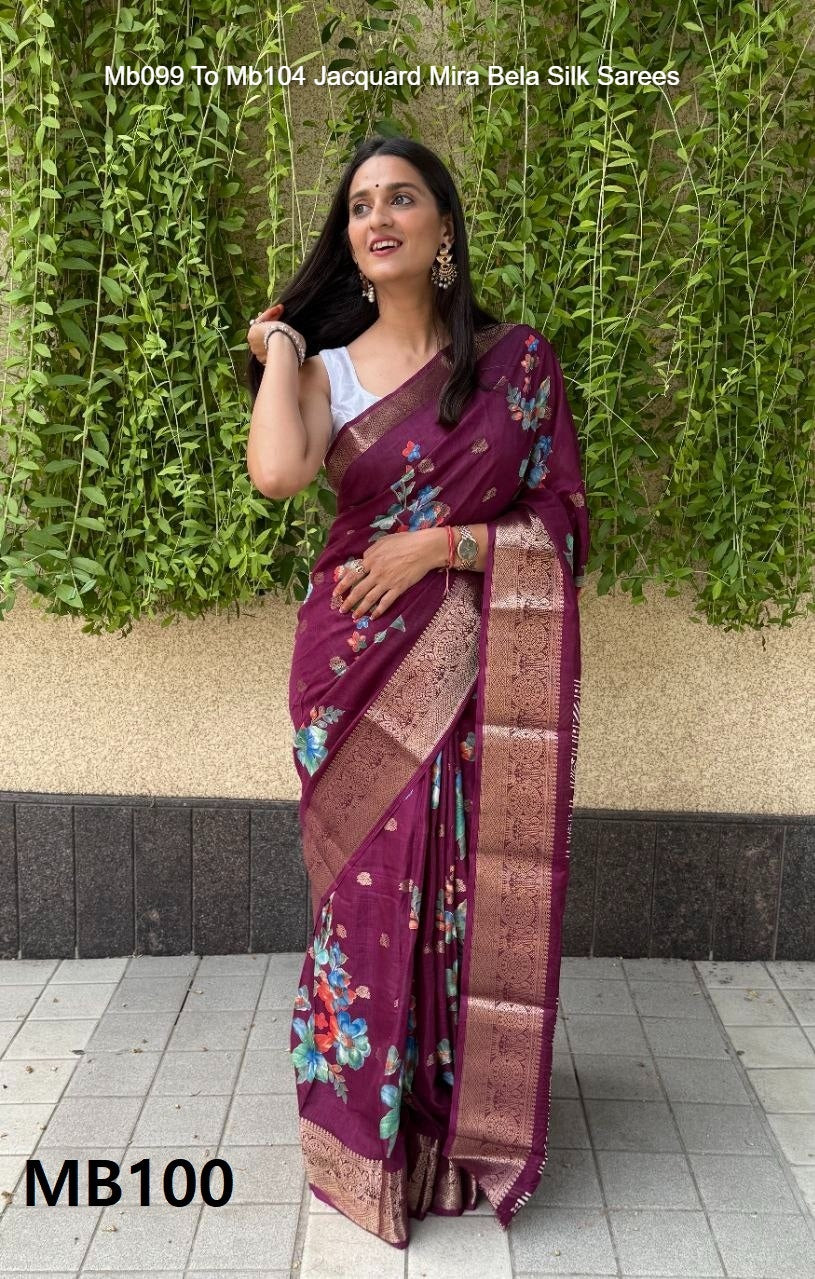 Mb099 To Mb104 Jacquard Mira Bela Silk Sarees