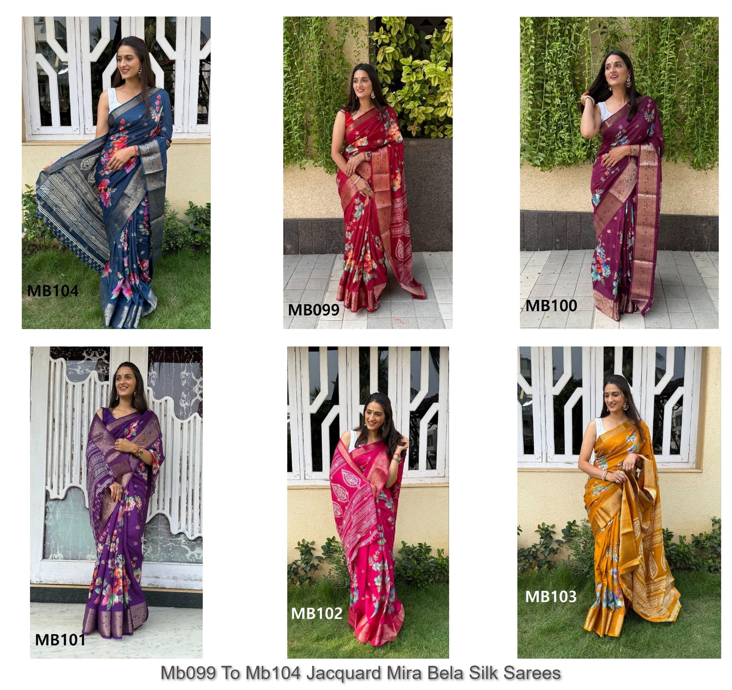 Mb099 To Mb104 Jacquard Mira Bela Silk Sarees