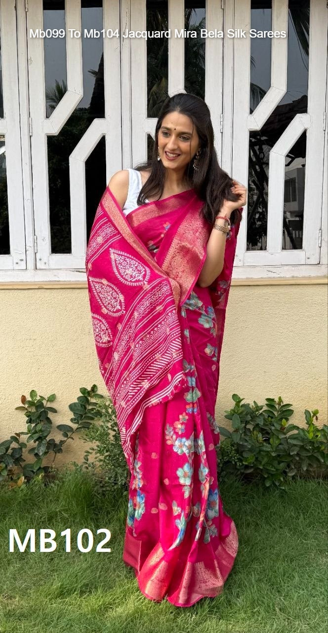 Mb099 To Mb104 Jacquard Mira Bela Silk Sarees