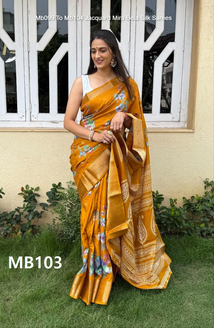 Mb099 To Mb104 Jacquard Mira Bela Silk Sarees