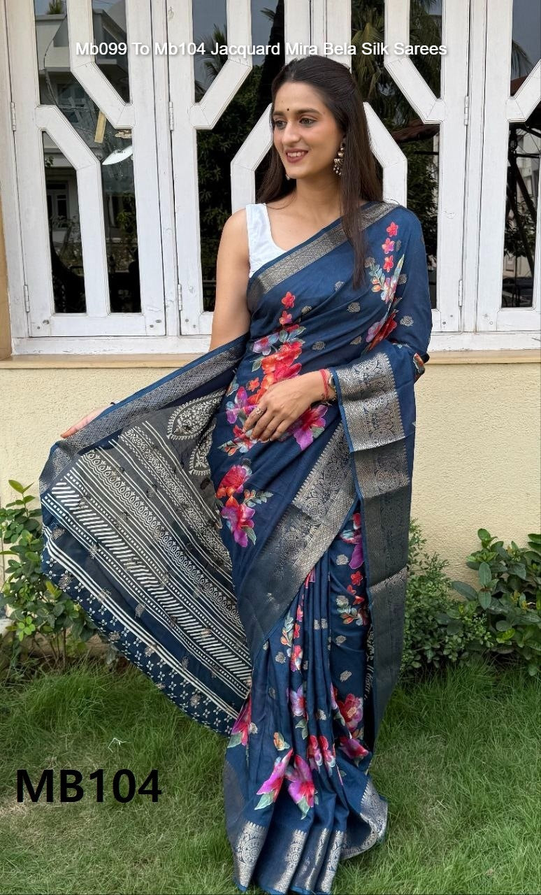 Mb099 To Mb104 Jacquard Mira Bela Silk Sarees