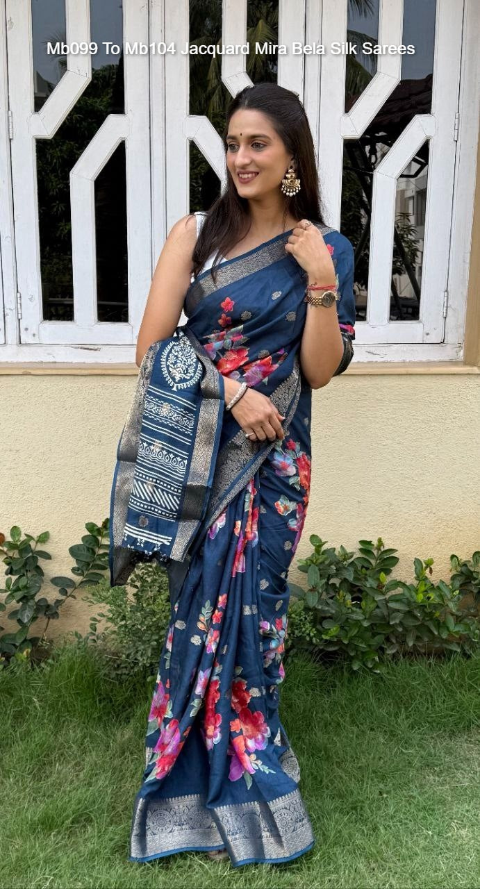 Mb099 To Mb104 Jacquard Mira Bela Silk Sarees