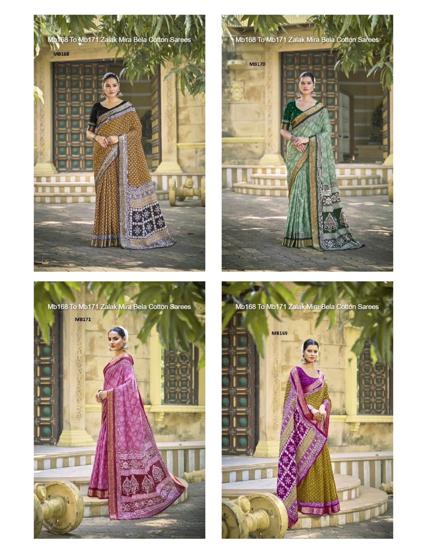 Mb168 To Mb171 Zalak Mira Bela Cotton Sarees