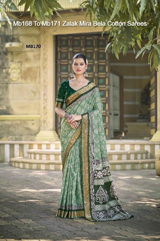 Mb168 To Mb171 Zalak Mira Bela Cotton Sarees