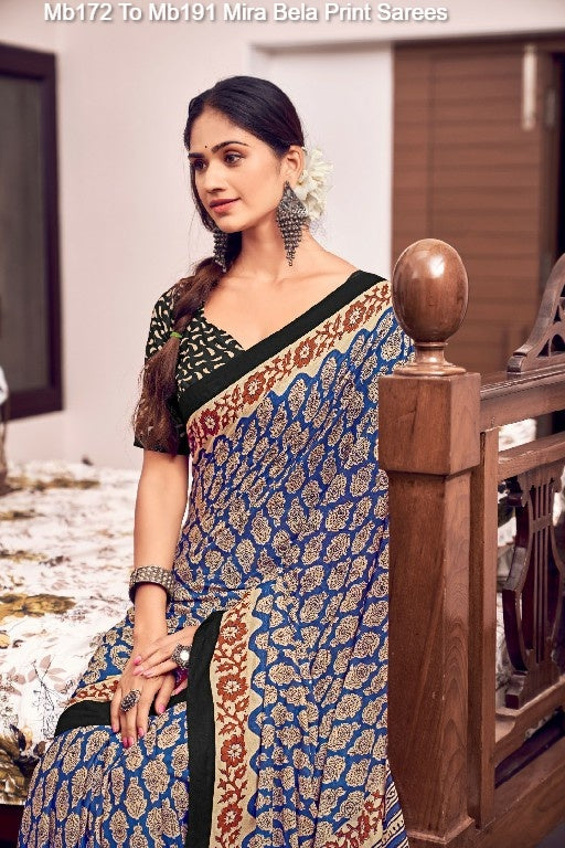 Mb172 To Mb191 Mira Bela Print Sarees