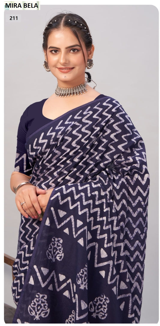 Mb211 Batik Print Mira Bela Cotton Sarees