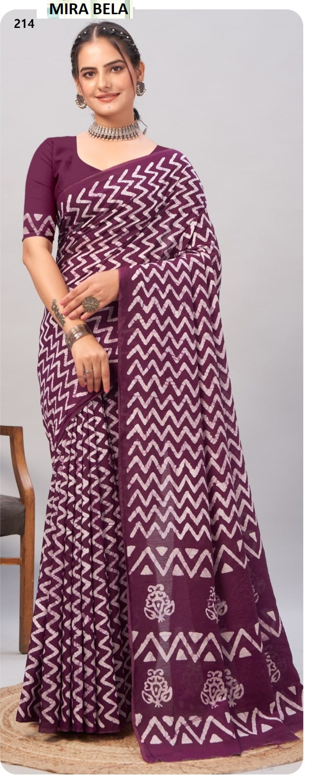 Mb214 Batik Print Mira Bela Cotton Sarees