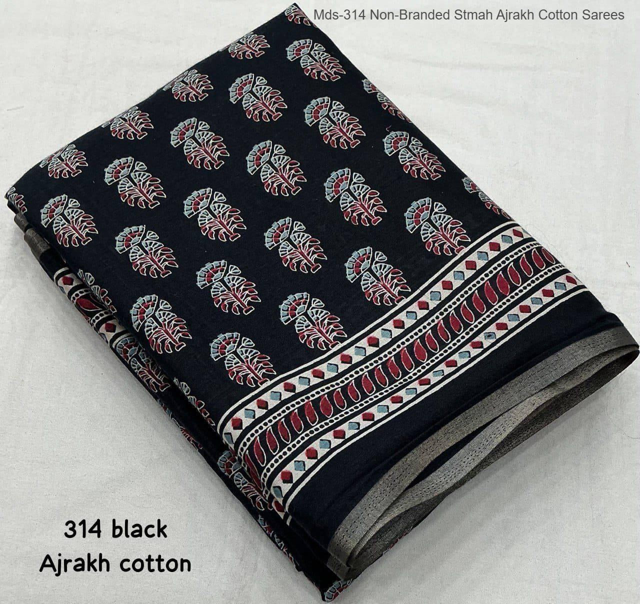 Mds-314 Non-Branded Stmah Ajrakh Cotton Sarees
