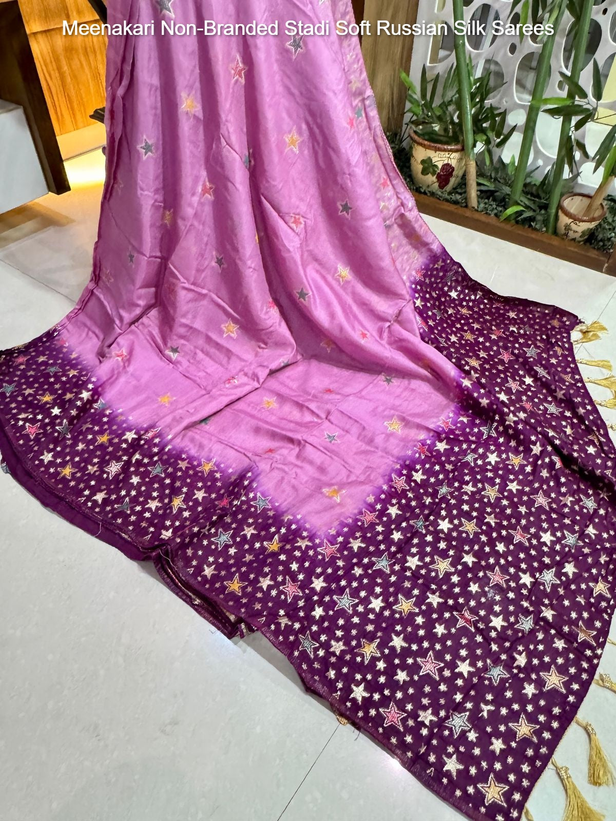 Meenakari Non-Branded Stadi Soft Russian Silk Sarees