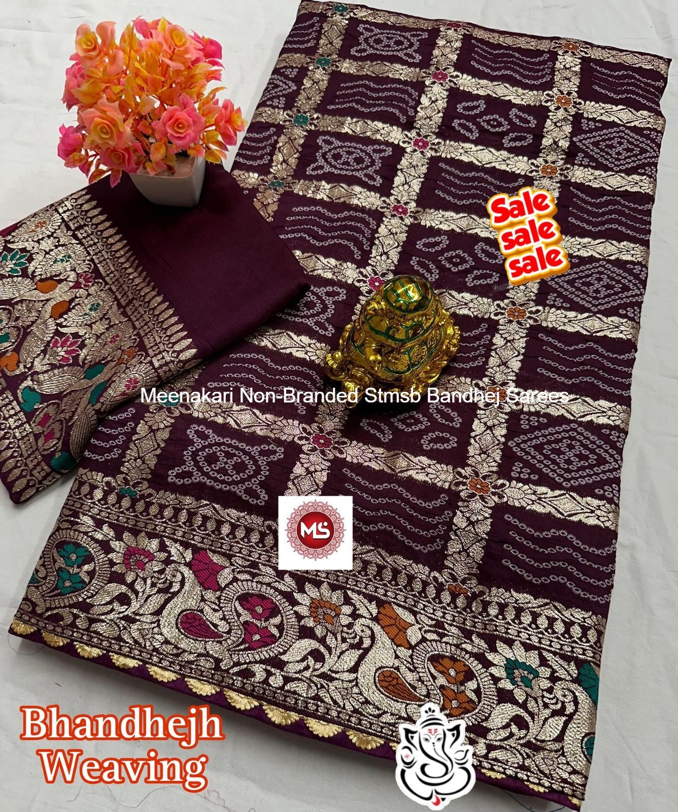 Meenakari Non-Branded Stmsb Bandhej Sarees