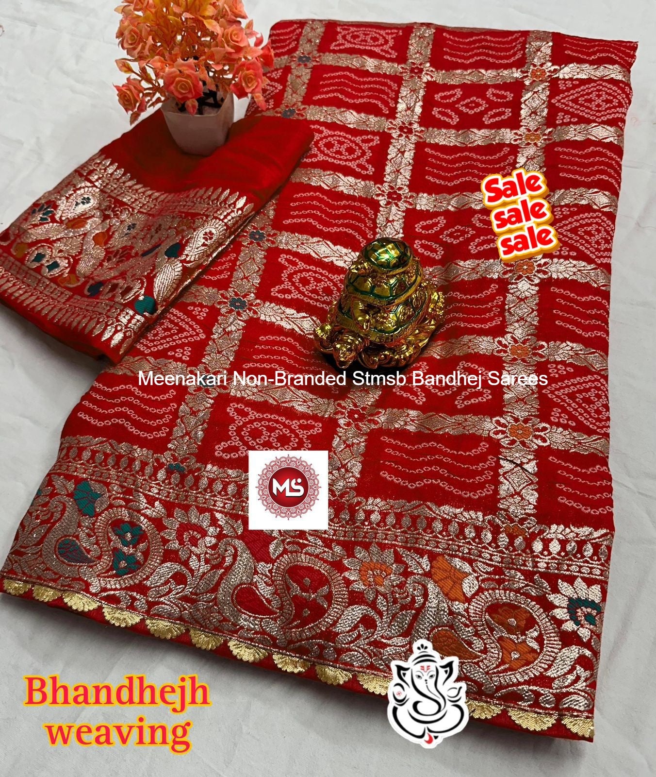 Meenakari Non-Branded Stmsb Bandhej Sarees