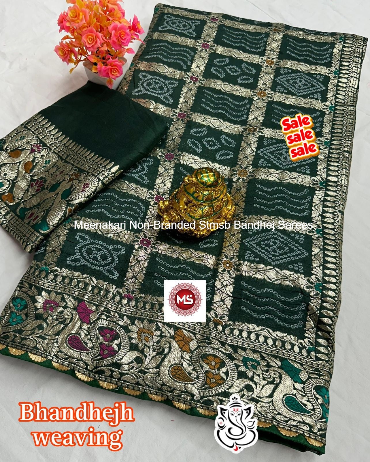 Meenakari Non-Branded Stmsb Bandhej Sarees