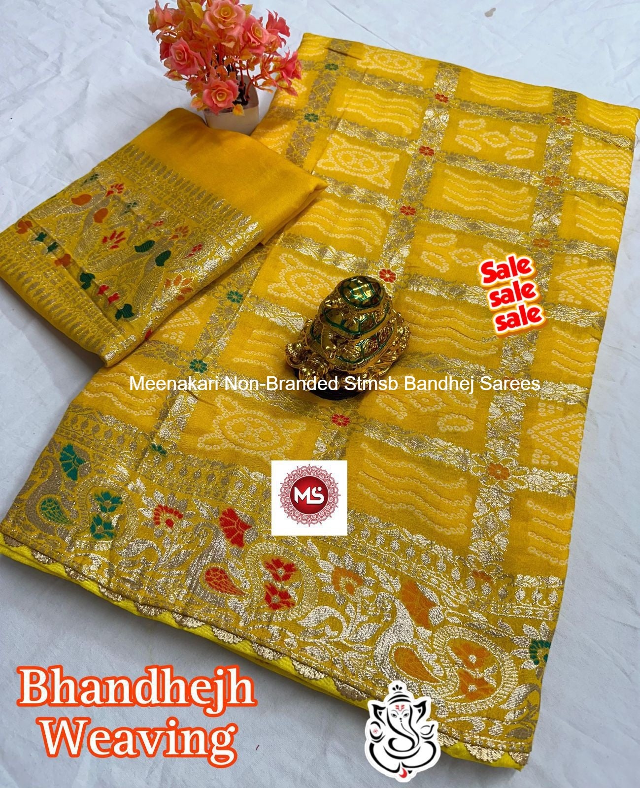 Meenakari Non-Branded Stmsb Bandhej Sarees