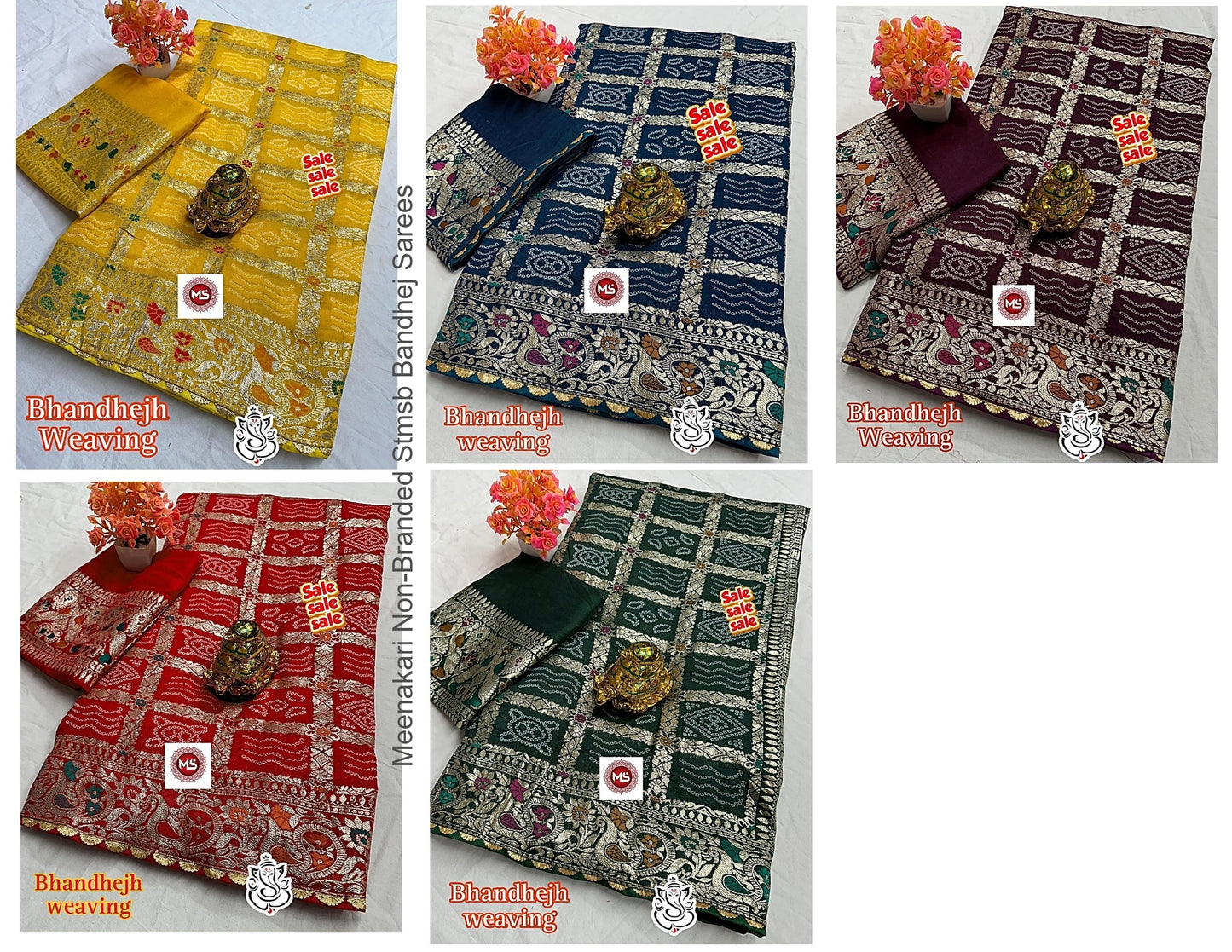 Meenakari Non-Branded Stmsb Bandhej Sarees