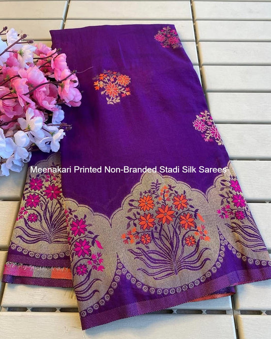 Meenakari Printed Non-Branded Stadi Silk Sarees