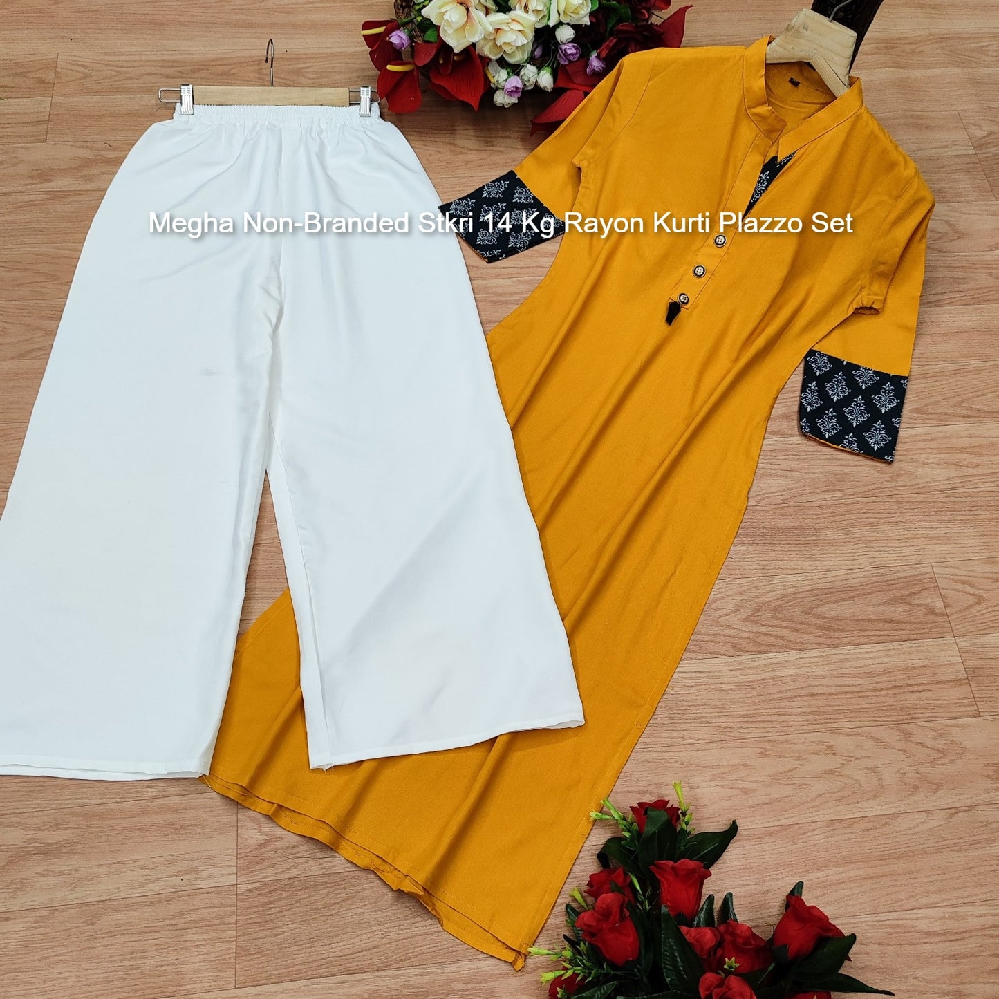 Megha Non-Branded Stkri 14 Kg Rayon Kurti Plazzo Set
