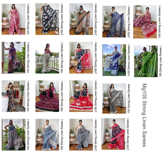 Mg105 Stmng Linen Sarees