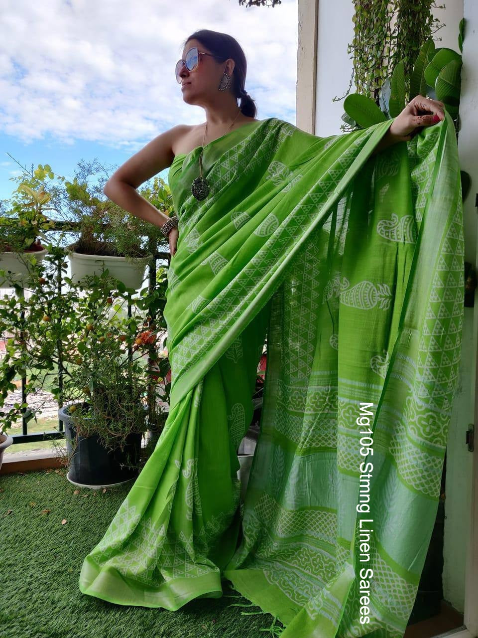 Mg105 Stmng Linen Sarees