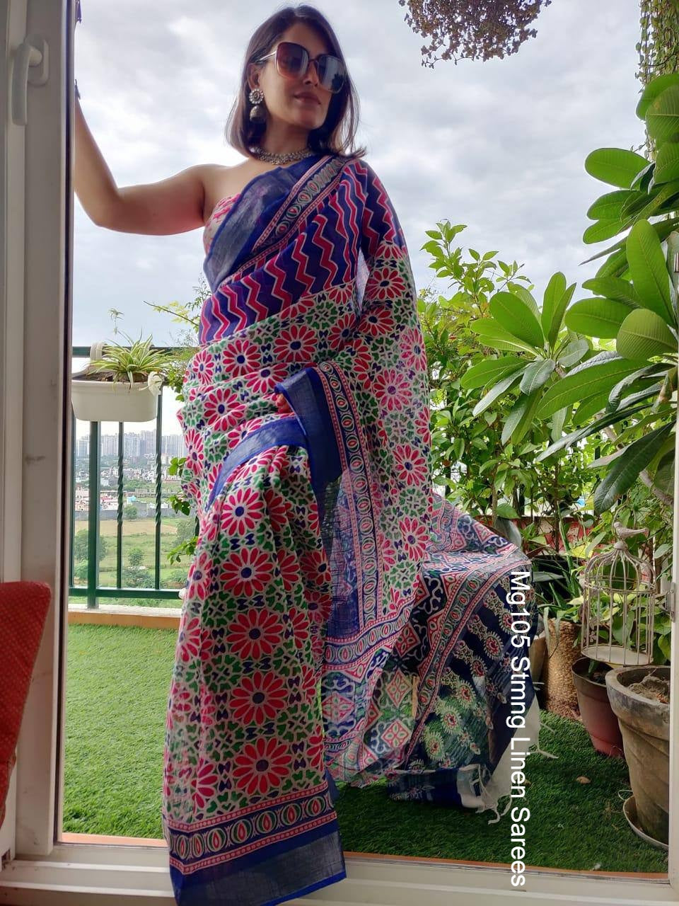 Mg105 Stmng Linen Sarees