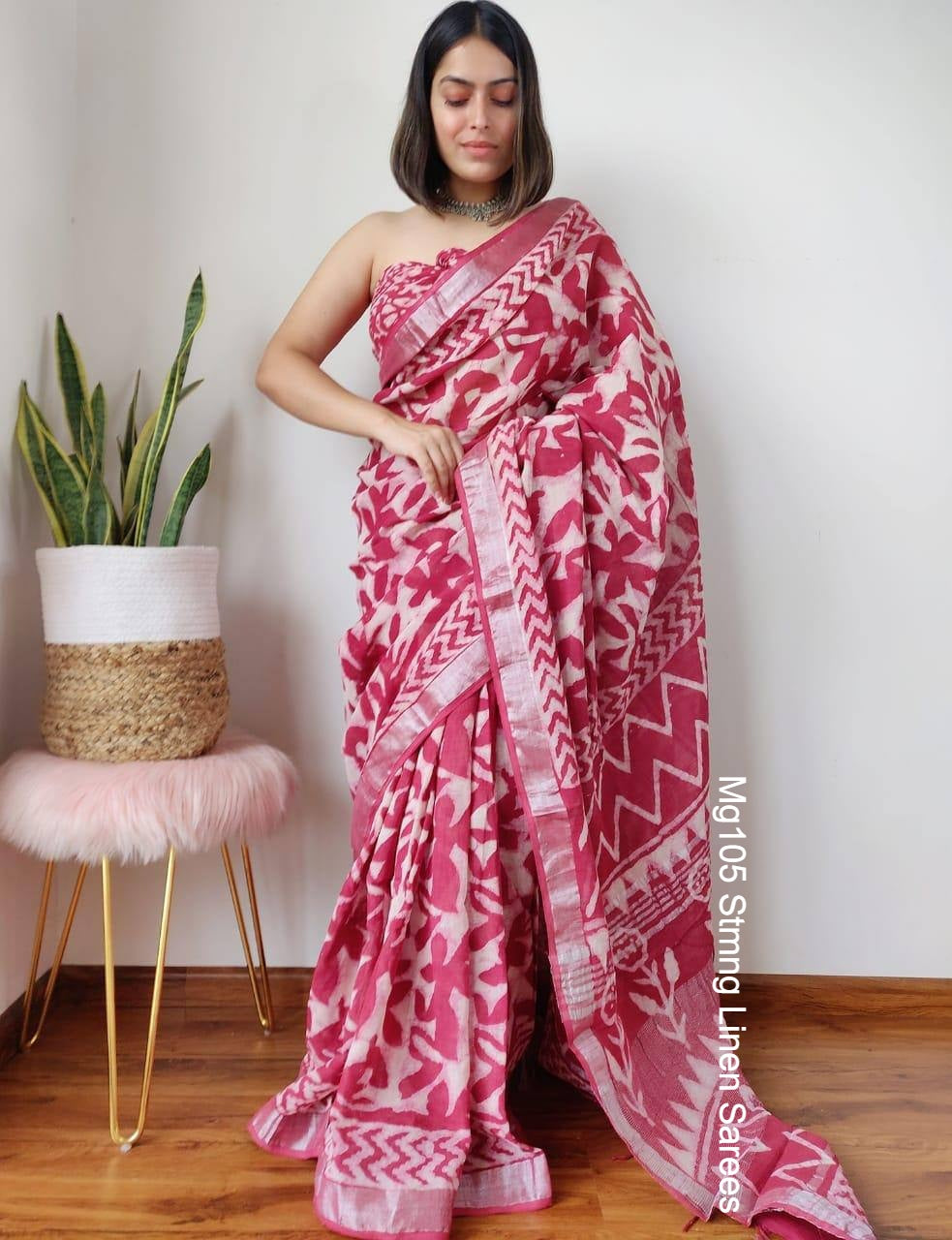 Mg105 Stmng Linen Sarees
