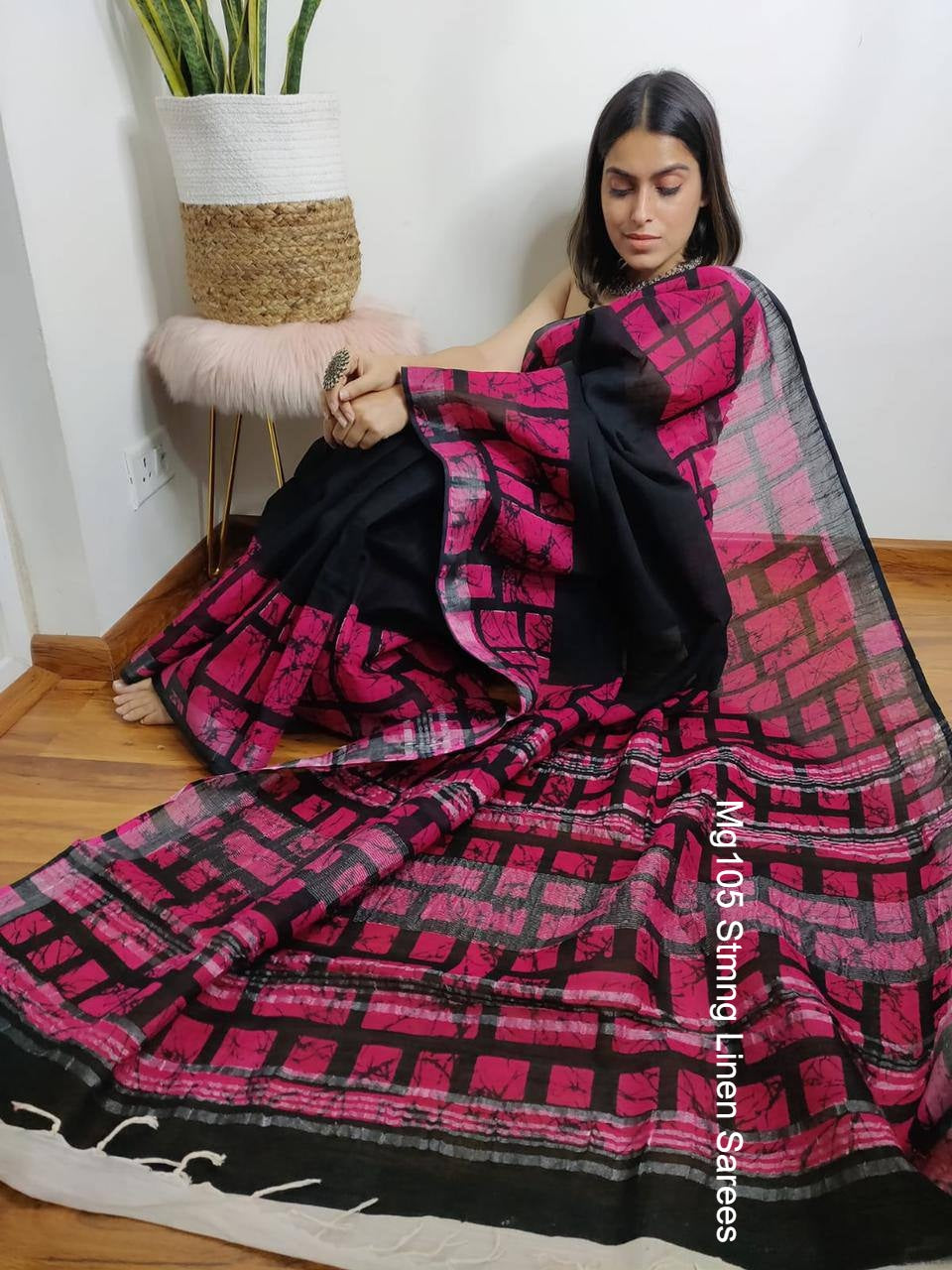 Mg105 Stmng Linen Sarees