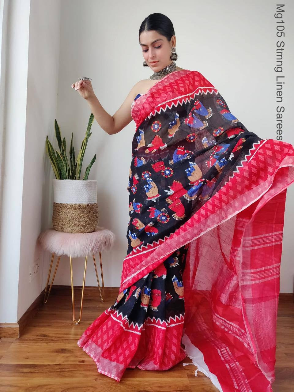 Mg105 Stmng Linen Sarees