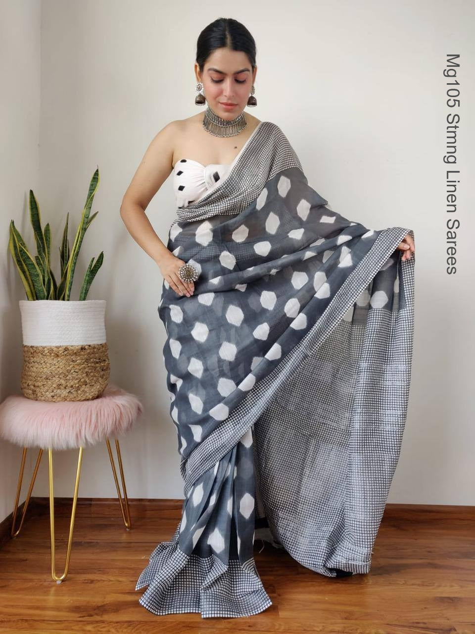 Mg105 Stmng Linen Sarees