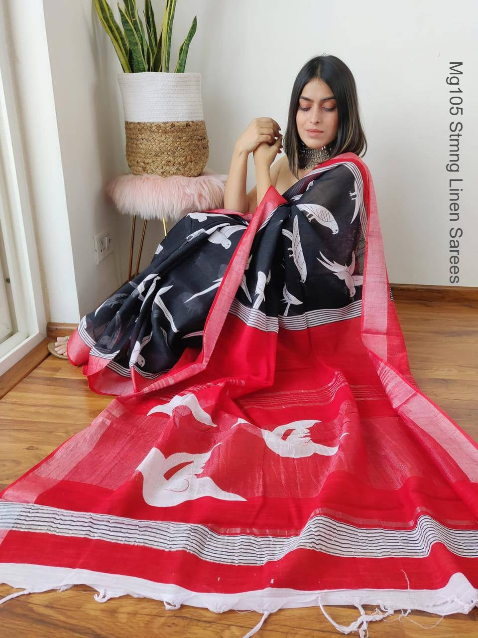 Mg105 Stmng Linen Sarees