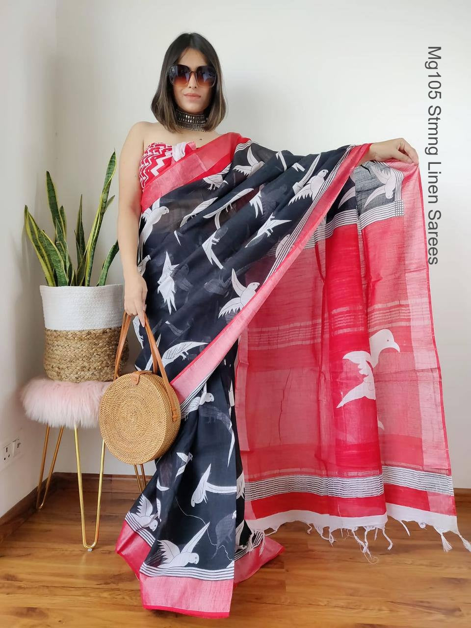 Mg105 Stmng Linen Sarees