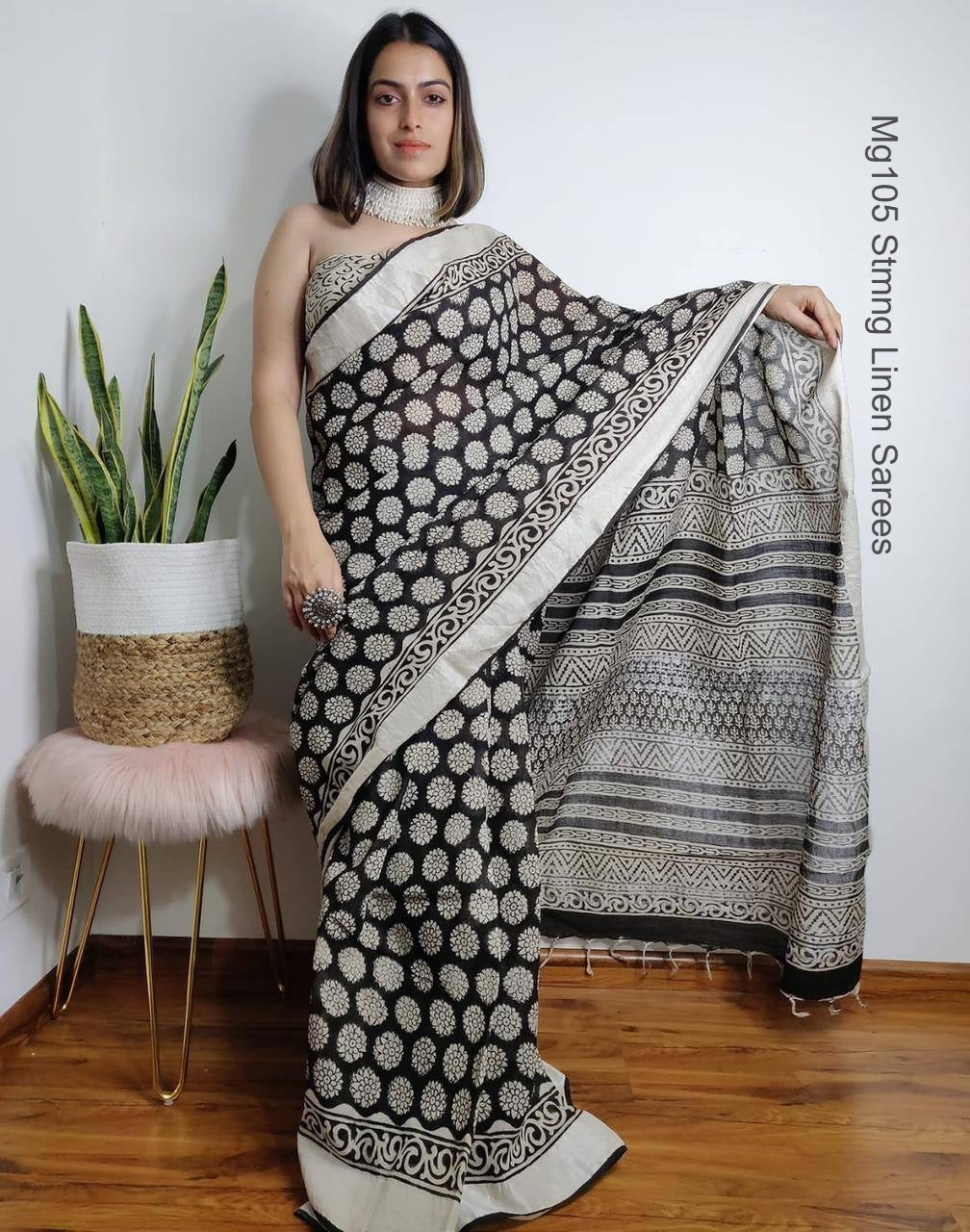 Mg105 Stmng Linen Sarees