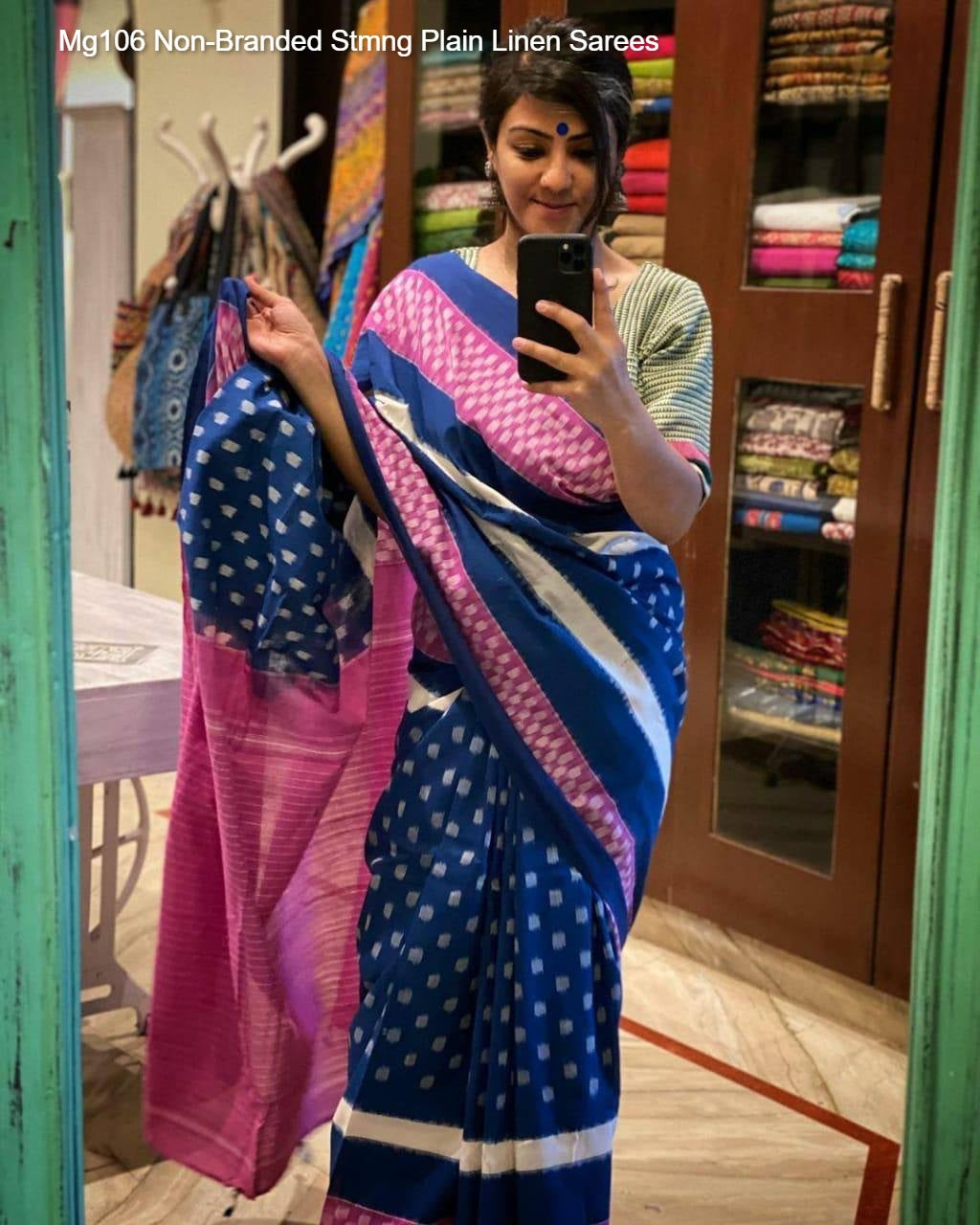 Mg106 Non-Branded Stmng Plain Linen Sarees