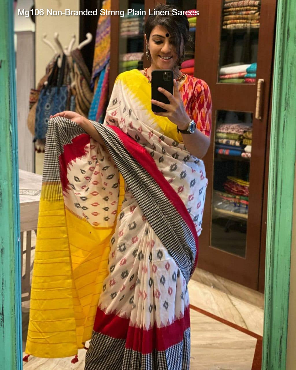 Mg106 Non-Branded Stmng Plain Linen Sarees